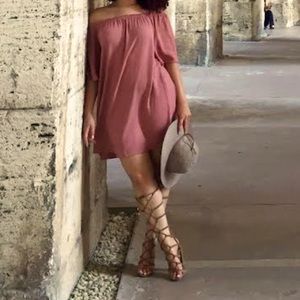 Faux Suede Block Heel Gladiator Sandals